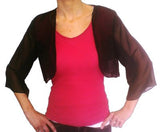Mid Length Sleeve Sheer Black Chiffon Bolero Jacket 3/4 Length Shrug