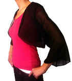 Mid Length Sleeve Sheer Black Chiffon Bolero Jacket 3/4 Length Shrug