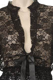 White Lace Top 3/4 Length Sleeve V Neck With Bow
