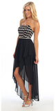 Short Black High Low Chiffon Dress Semi Formal Strapless Includes Belt
