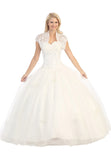 Corset Bodice Strapless A Line Off White Long Ball Gown