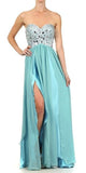 Corset Bodice Strapless Thigh Slit Mint Long Prom Gown