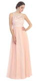 Empire Waist Chiffon Evening Gown Blush A Line Full Length