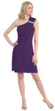 Knee Length Side Draped Plum Short Cocktail Dress