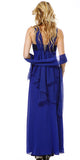 Long Sleeveless Belted Empire Waist Royal Blue Concert Gown Back