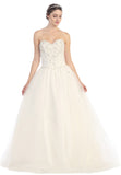 Long Studded Corset Bodice Ivory Cotillion Ball Gown