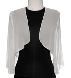 Mid Length Sleeve Sheer Ivory Chiffon Bolero Jacket 3/4 Length Shrug