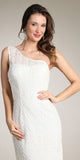One Shoulder Ivory Short Lace Chevon Dress Includes Bolero Jacket