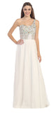 One Shoulder Corset Bodice A Line Ivory Long Ball Gown