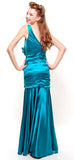 Popular Teal Formal Dress V Neck Wide Strap Pleated Mermaid Gown