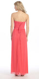 Ruched Corset Bodice Strapless Long Coral Formal Dress