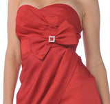 Short Aqua Cocktail Dress Tulip Skirt Strapless Bow Waist Wrap