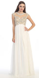 Stunning Cap Sleeve Chiffon Long Dress Off White A Line