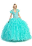 Tiered Ruffled Skirt Studded Bodice Mint Princess Gown