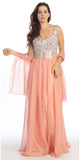 One Shoulder Corset Bodice A Line Coral Long Ball Gown