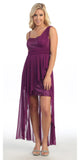 One Shoulder Spaghetti Strap Purple High Low Dress Chiffon