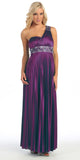 Greek One Shoulder Dress Plum Pleated Empire Rhinestones