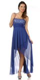 Royal Blue Semi Formal Long Dress Chiffon Sequin/Rhinestone Strapless