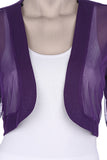 Purple Sheer Bolero Jacket Chiffon 3/4 Length Sleeve Bolero Zoom