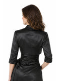 Mid Length Sleeve Black Satin Bolero Jacket Shrug