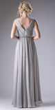 Cinderella Divine 1001 Ruched V-Neck A-line Long Chiffon Dress
