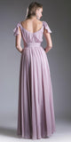Cinderella Divine 1002 Beaded Flutter Sleeves Floor Length Dress V-Neck