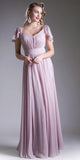 Cinderella Divine 1002 Beaded Flutter Sleeves Floor Length Dress V-Neck