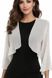Mid Length Sleeve Sheer Ivory Chiffon Bolero Jacket 3/4 Length Shrug