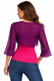 Mid Length Sleeve Sheer Plum Chiffon Bolero Jacket 3/4 Length Shrug