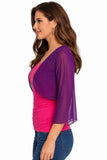 Mid Length Sleeve Sheer Plum Chiffon Bolero Jacket 3/4 Length Shrug