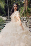 Juliet 1423 A-Line Princess Ball Gown Ruffled Tiered Tulle with Jacket - Champagne