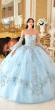 Ladivine 15714 Long Poofy Cinderella A-Line Ballgown Strapless with Gloves