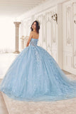 Ladivine 15719 Long Poofy Quinceanera Gown With Tulle Cape