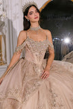 Ladivine 15748 Cold Off the Shoulder Layered Quinceanera Poofy Ball Gown with Bow
