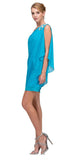 CLEARANCE - Eureka 1902 Layered One Shoulder Short Chiffon Coral Dress (Size M)