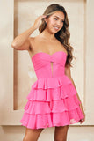 Amelia Couture 2063s Strapless Short Tiered Skirt Dress Sweetheart Neck