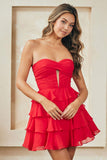 Amelia Couture 2063s Strapless Short Tiered Skirt Dress Sweetheart Neck