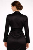 Poly Satin Formal Black Long Sleeve Bolero Jacket Wedding/Bridal