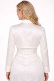 Poly Satin Formal White Long Sleeve Bolero Jacket Wedding/Bridal
