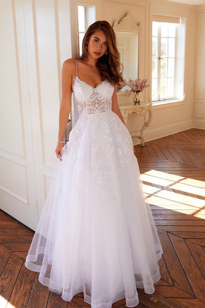 Juliet JT2482SW Floor Length A-Line Lace/Tulle Wedding Ball Gown