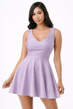 La Scala 25589 Sleeveless Dalia Fit and Flared Solid V-Neck Tricot Dress Fuchsia