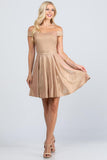 CLEARANCE - La Scala 25759 Short Off the Shoulder Skater Dress Glitter Jacquard (Size L)