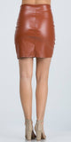 La Scala 25840 Open Side Slit PU Leather Mini Skirt