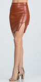 La Scala 25840 Open Side Slit PU Leather Mini Skirt