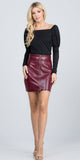 La Scala 25904 Open Zipper Faux Leather Mini Skirt