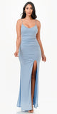 La Scala 26012 Long Glittery ITY Lace up Back Fitted Mermaid Dress