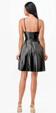 La Scala 26031 Short Flared PU Leather A-Line Dress