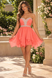 Celavie 3005-S Short A-Line Dress Sweetheart Rhinestone Empire