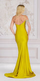 Amelia Couture 3017 Floor Length Cold Shoulder Side Slit Lycra Gown