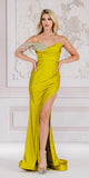 Amelia Couture 3017 Floor Length Cold Shoulder Side Slit Lycra Gown